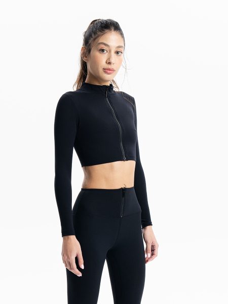 biane siyah 0002 DSC09813 Biane Long Sleeve Zipper Sports Bra