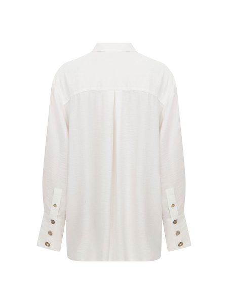 Lui beyaz arka Lui White Oversized Linen Shirt