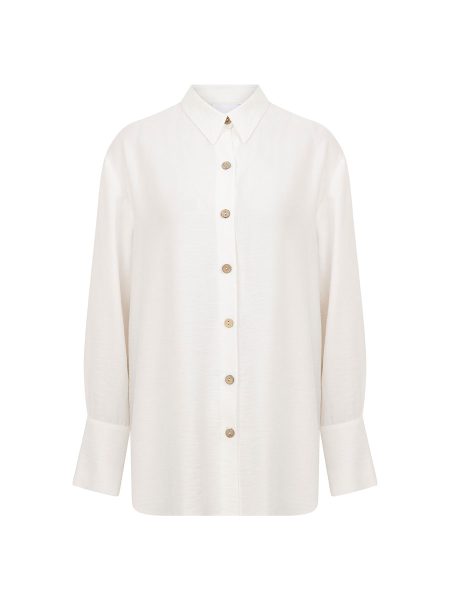 Lui beyaz on Lui White Oversized Linen Shirt