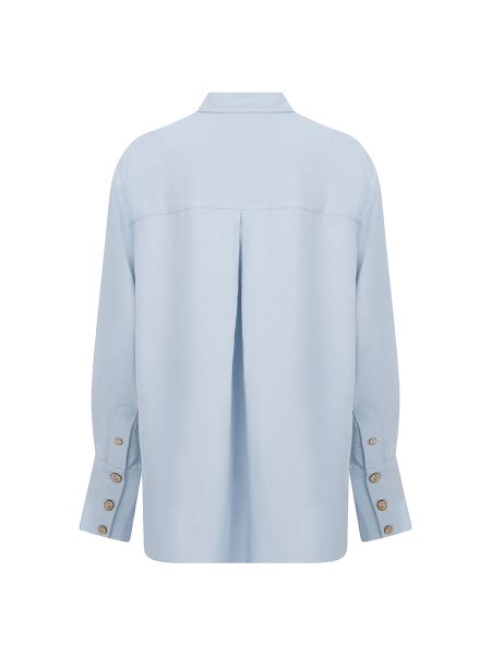 Lui mavi arka Lui Baby Blue Oversized Linen Shirt