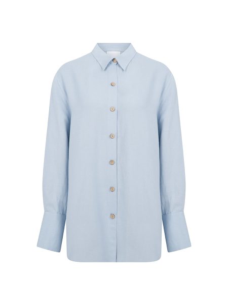 Lui mavi on Lui Baby Blue Oversized Linen Shirt